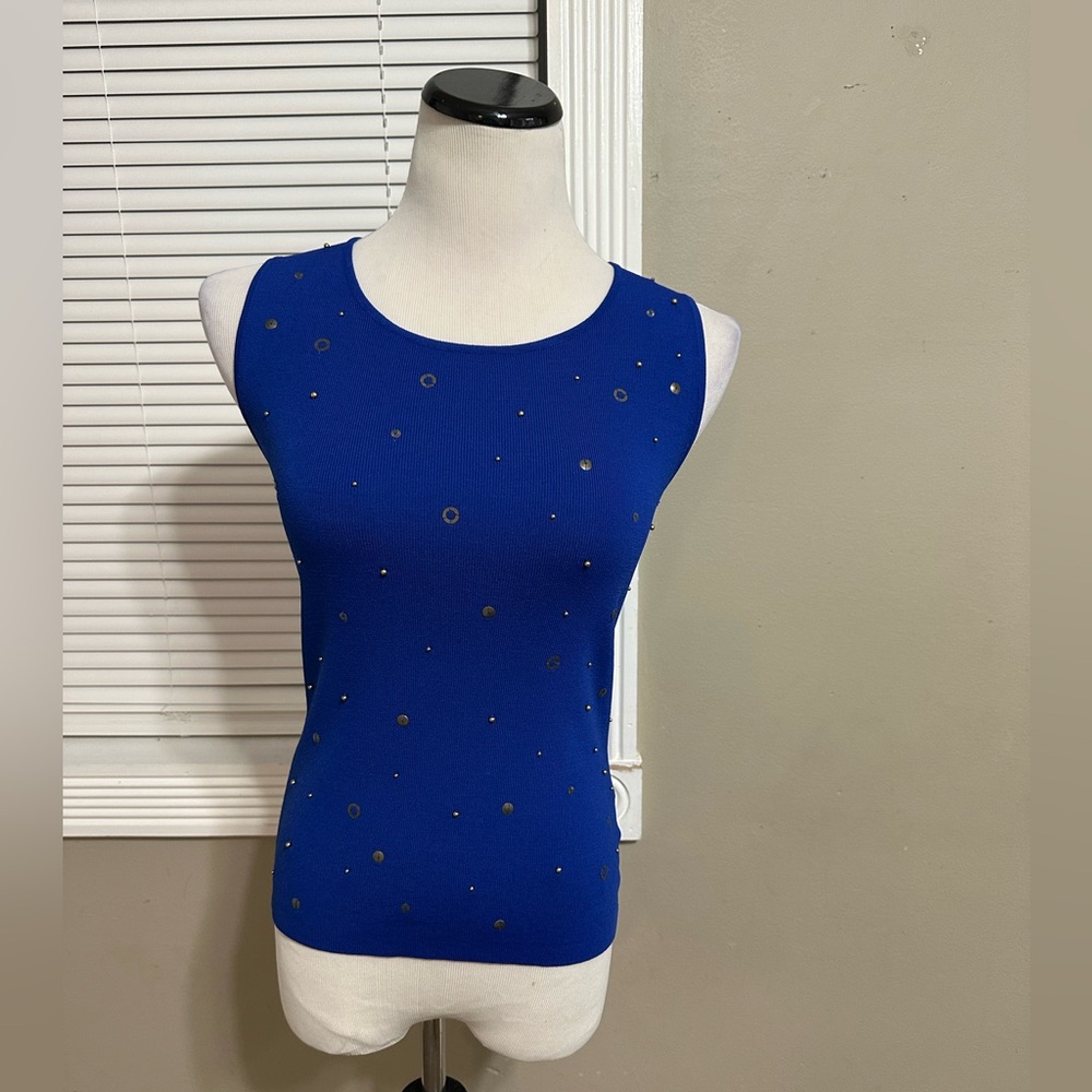 Ruby Road women’s MP sleeveless pull on beaded‎ front blouse with scoop neck